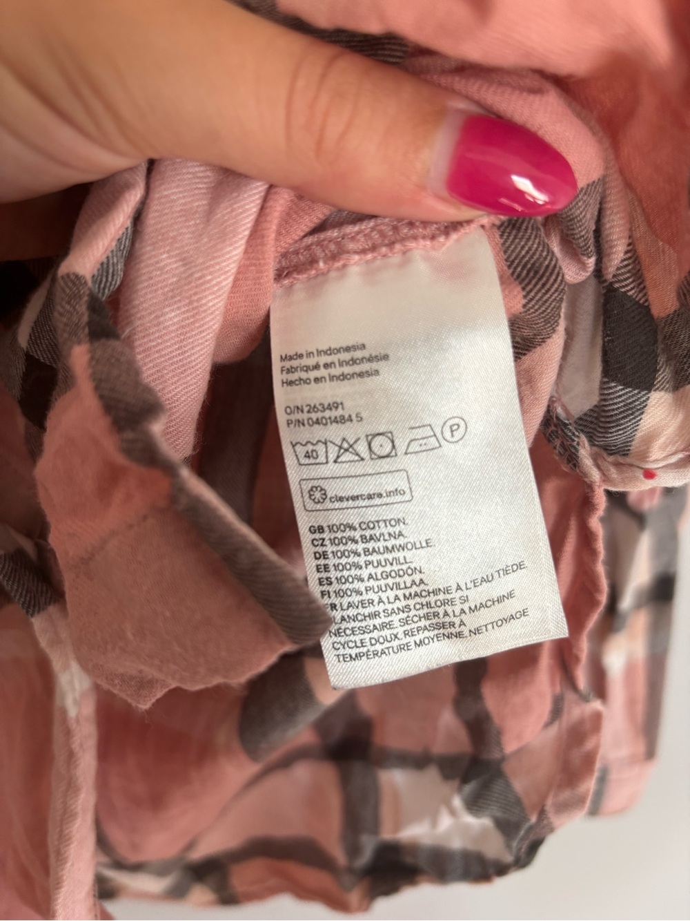 H&M Multi Colored Pink, Gray, White Plaid Button Down Shirt Size 2 - Picture 5 of 6